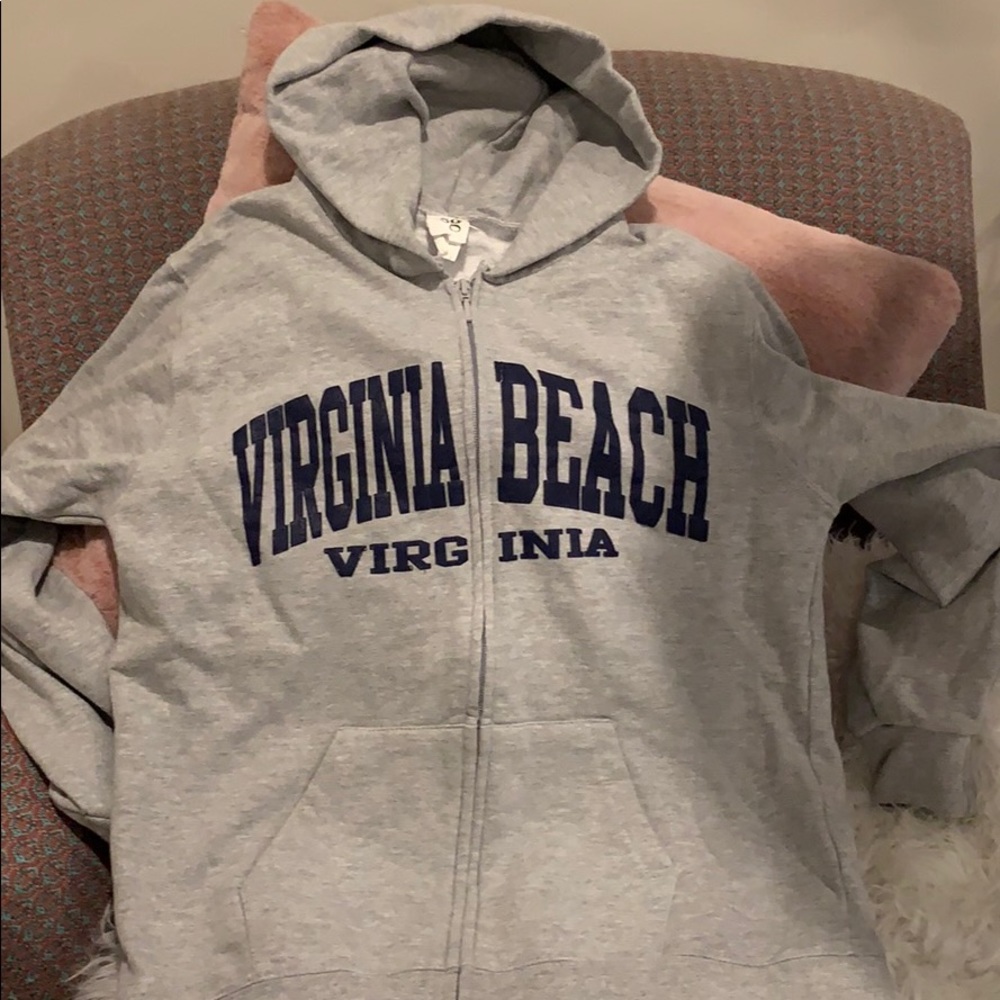 Zip up sweatshirt.